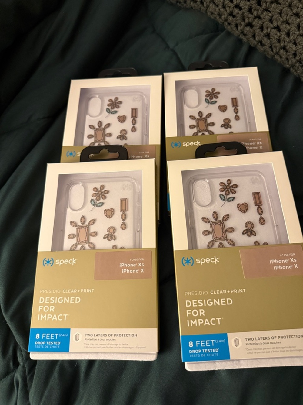 Speck Presidio Clear+Print iPhone Xs / X Case - Clear with Gold Floral Accents